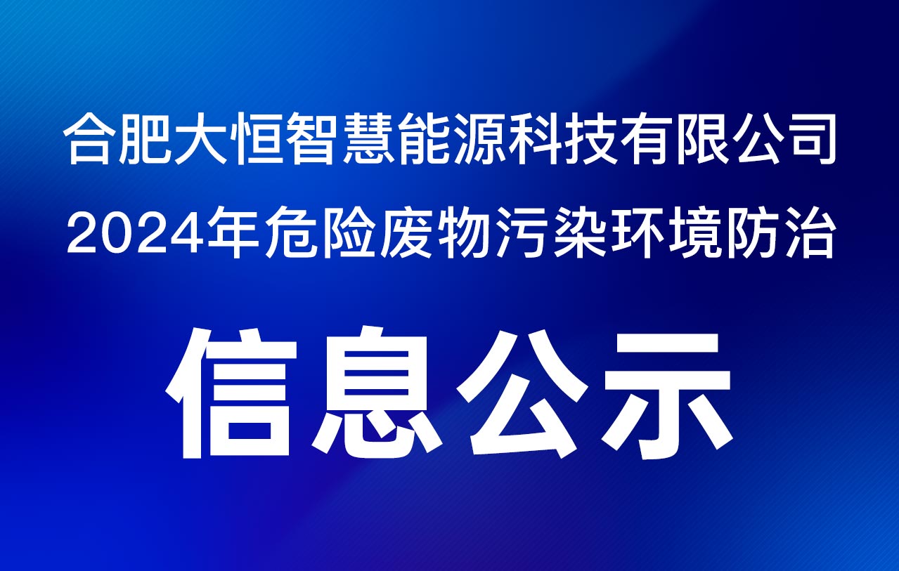 合肥大恒智慧能源科技有限公司2024年危险废物污染情形防治信息公示