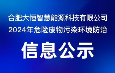 合肥大恒智慧能源科技有限公司2024年危险废物污染情形防治信息公示